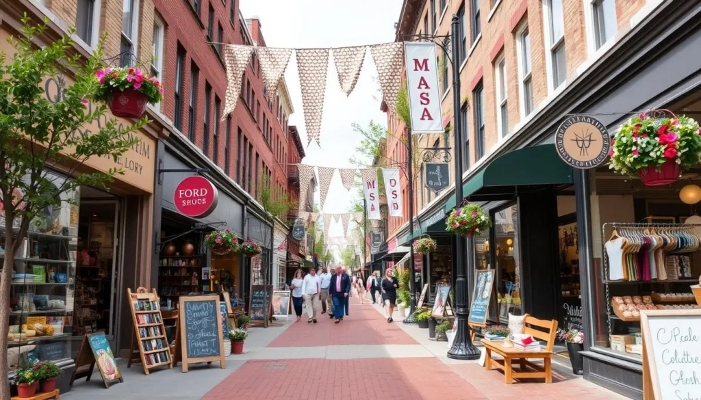 Mass Avenue with unique local shops and boutiques