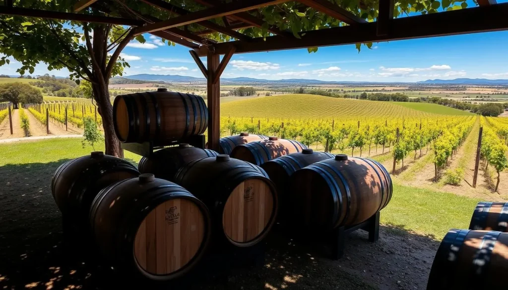 McLaren Vale winery with wine barrels