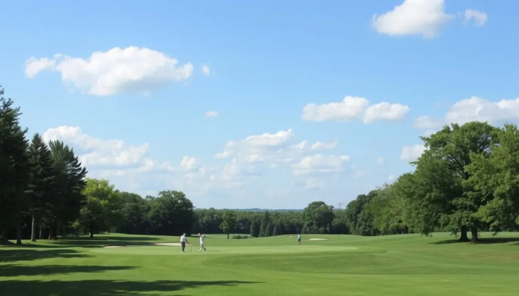Meadowbrook Golf Course in Alton, Illinois, with golfers playing on a scenic hole