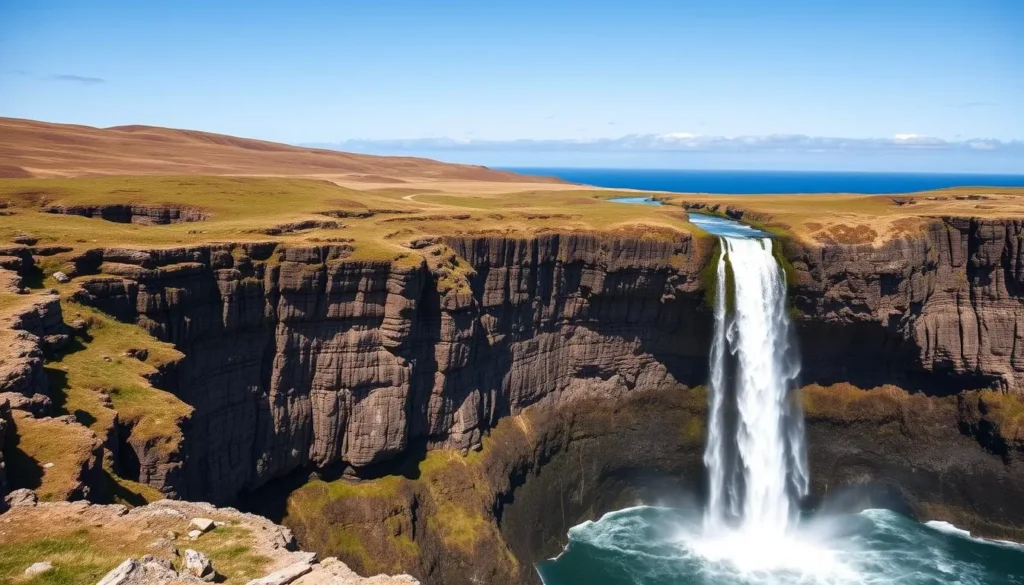 Mealt Falls cascading off Kilt Rock into the sea, a spectacular Isle of Skye things to do