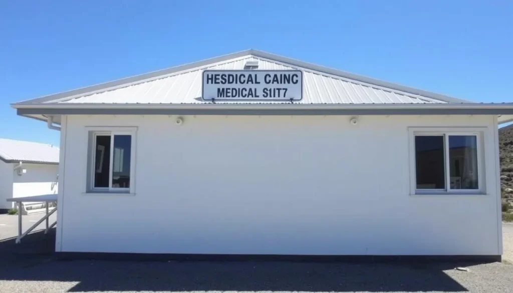 Medical clinic on Pitcairn Island with basic facilities for resident care