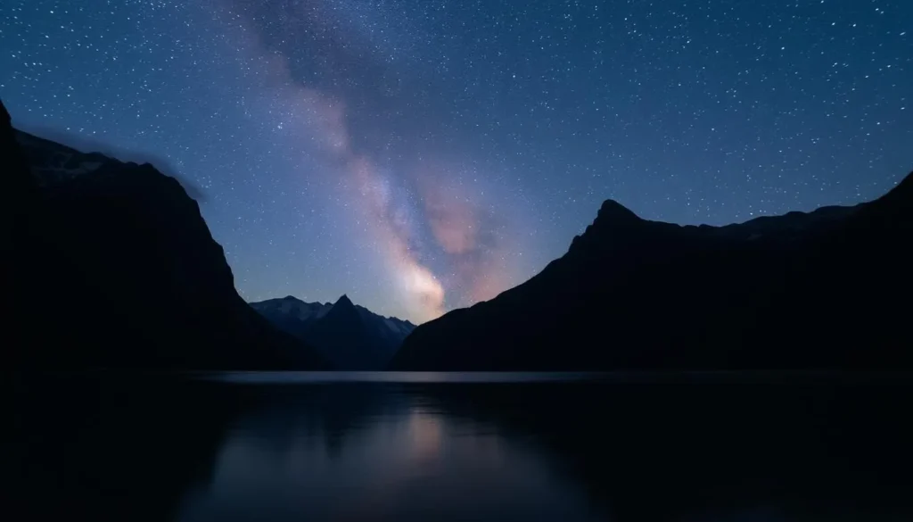 Milford Sound at night with stars