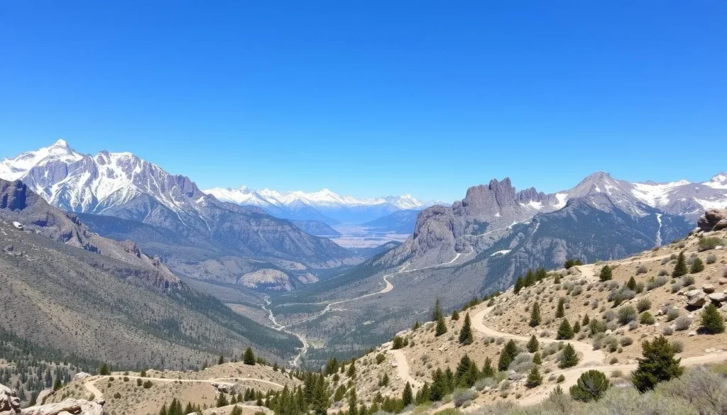 Mount Charleston with hiking trails and snow-capped peaks