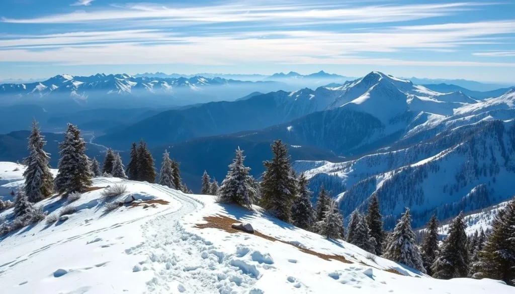 Mount Olympus hiking trail with snow Mount Olympus hiking trail with snow