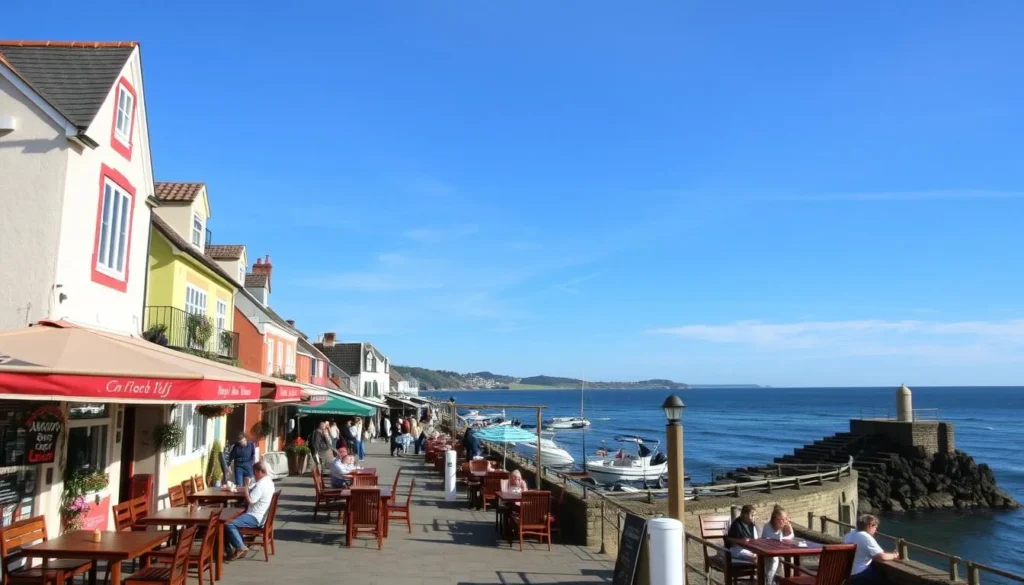 Mumbles seaside village with seafood restaurants