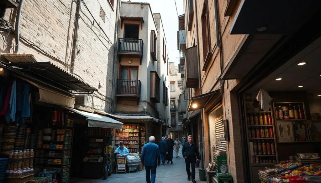 Narrow streets of Old Damascus with traditional architecture and shops Narrow streets of Old Damascus with traditional architecture and shops