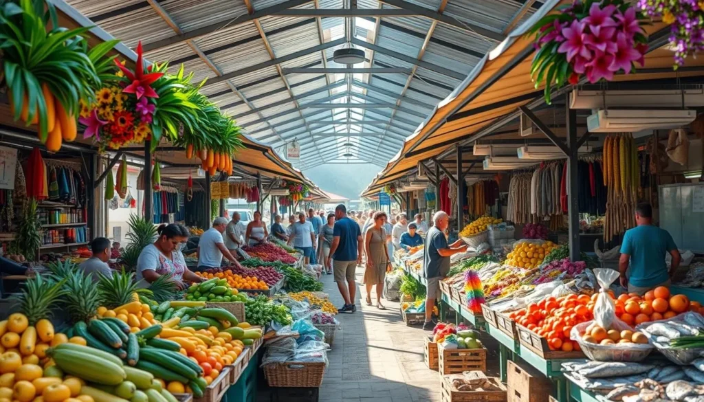 Nouméa Market with colorful local produce and crafts, New Caledonia