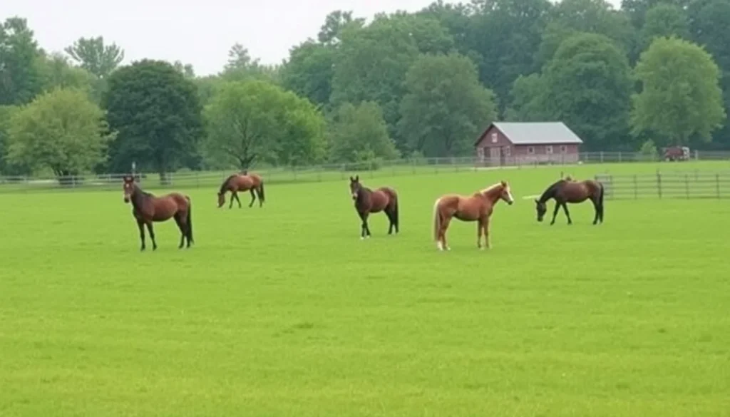 Old Friends Farm Georgetown Kentucky serene landscape with retired racehorses grazing