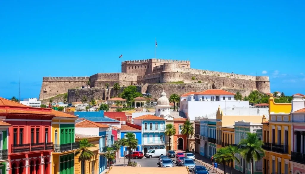Old San Juan historic cityscape with Castillo San Felipe del Morro