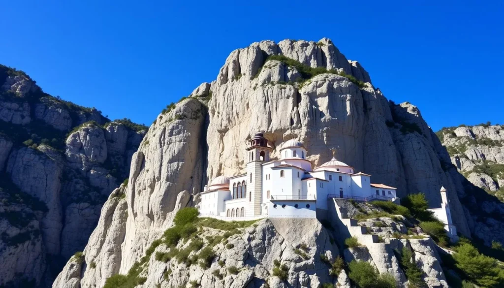 Ostrog Monastery built into a vertical cliff face Ostrog Monastery built into a vertical cliff face