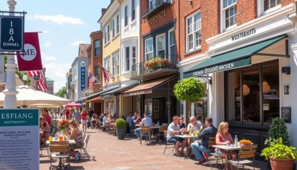 Oxford Street in Southampton with outdoor dining at restaurants Oxford Street in Southampton with outdoor dining at restaurants