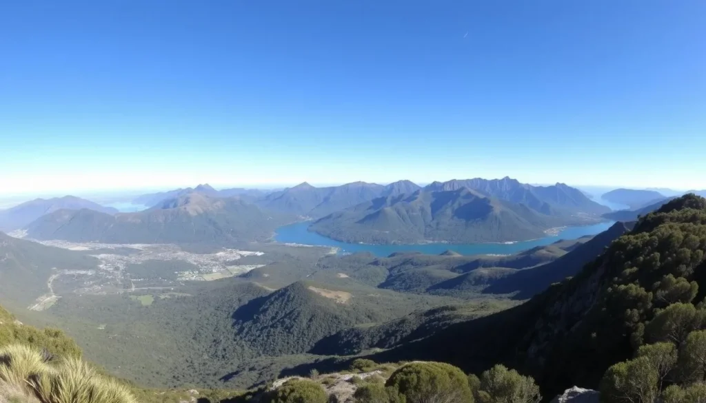 Panoramic view from Iron Blow Lookout in Queenstown, Tasmania