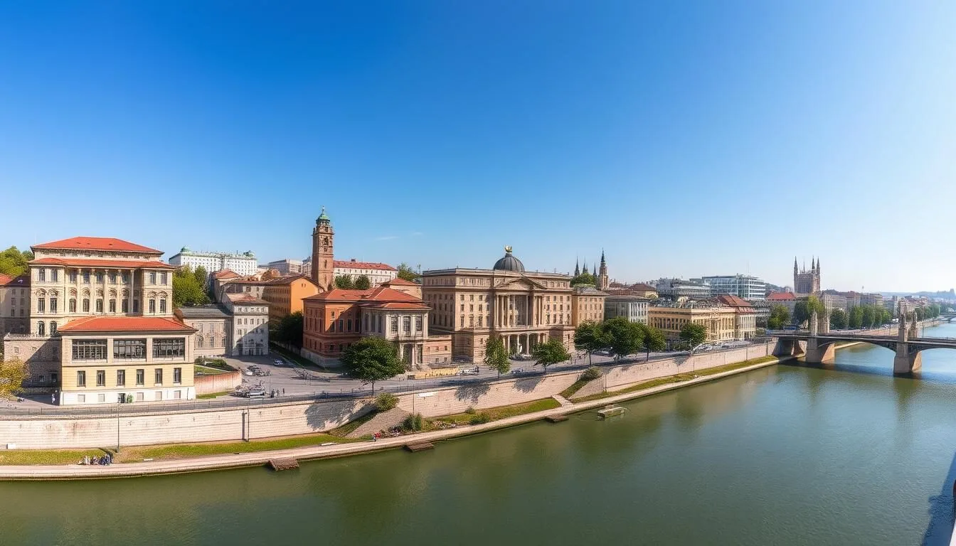 Panoramic-view-of-Belgrade-with-the-Sava-River-and-historic-architecture-on-a-sunny-day-1 Panoramic view of Belgrade with the Sava River and historic architecture on a sunny day