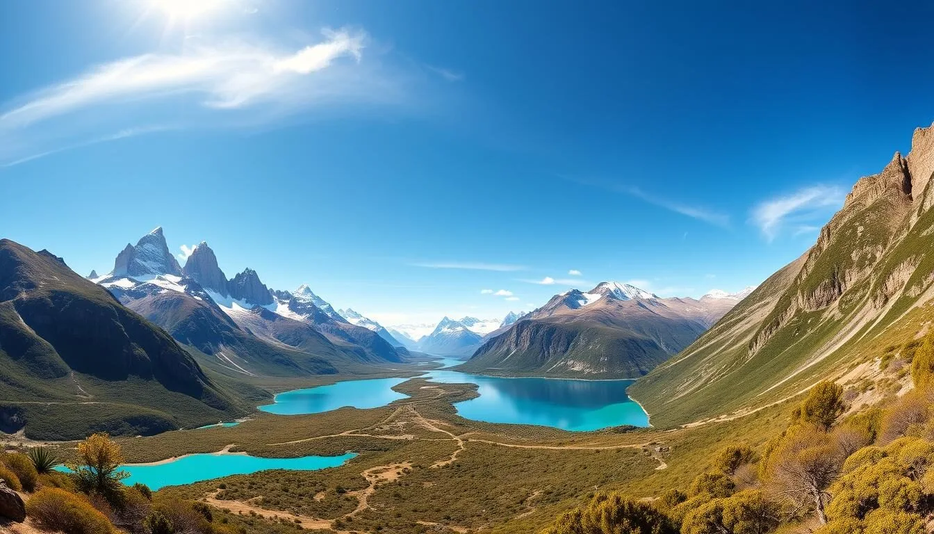 Panoramic view of Torres del Paine National Park with its iconic granite peaks and turquoise lakes, one of the best things to do in Chile