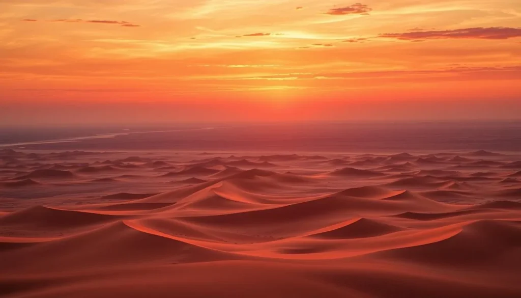 Panoramic view of Western Sahara landscape with desert meeting ocean at sunset Panoramic view of Western Sahara landscape with desert meeting ocean at sunset