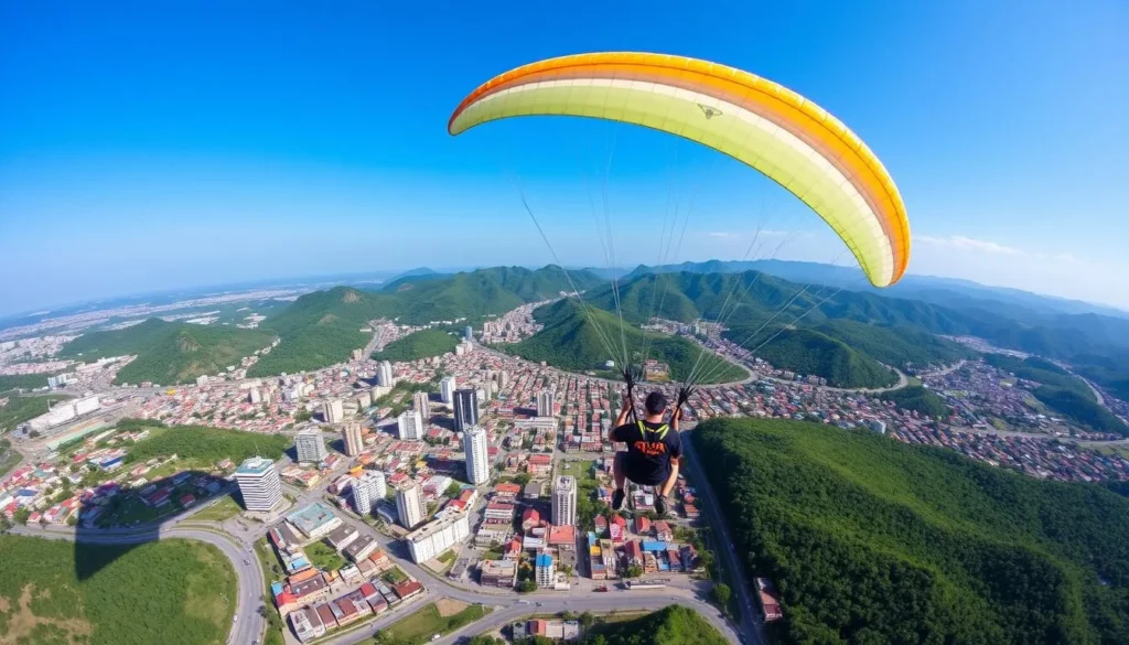 Paragliding over Medellin city
