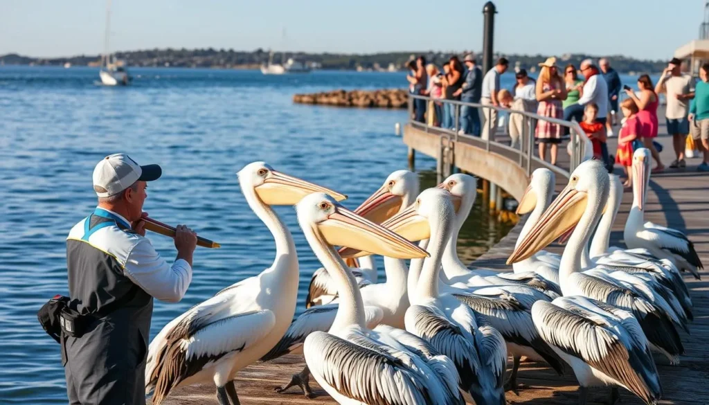 Pelican feeding at The Entrance on Central Coast NSW