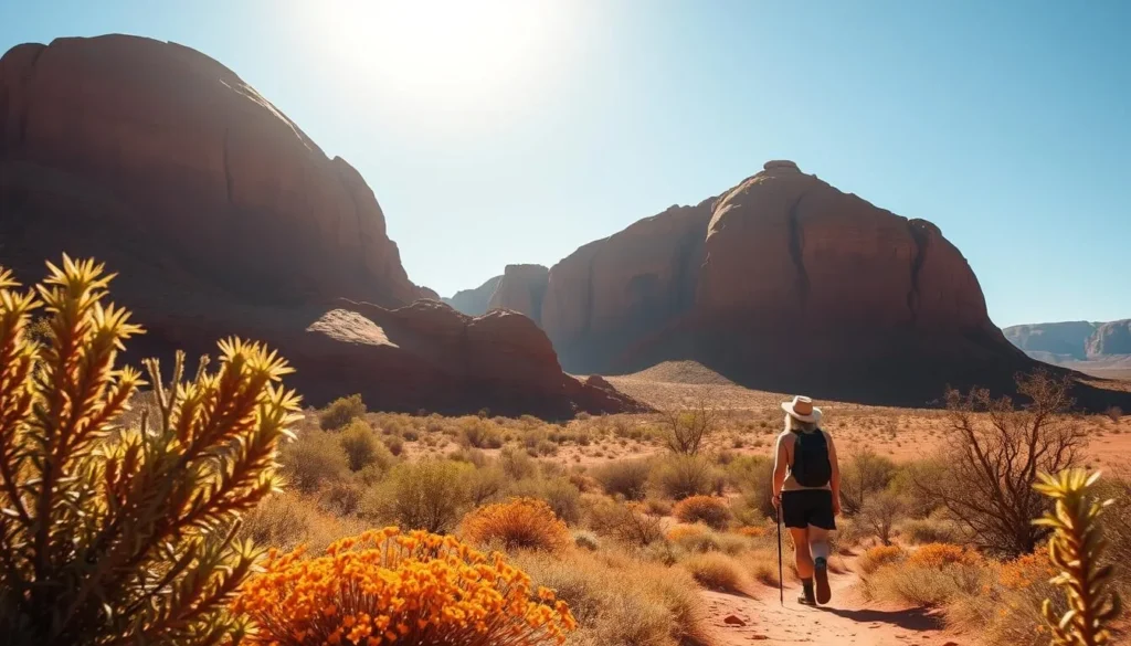 Picture yourself hiking through the Valley of the Winds, surrounded by the towering domes of Kata Tjuta.