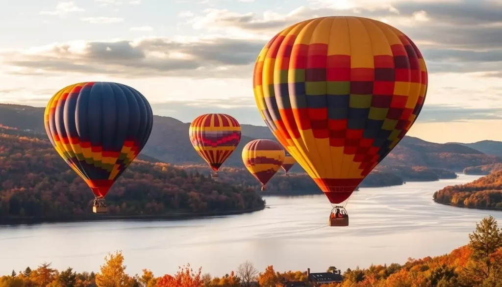 Picture yourself watching hot air balloons soar above Lake George against a backdrop of changing leaves.