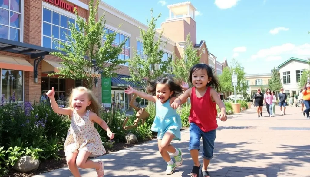 Redmond Town Center with kids playing