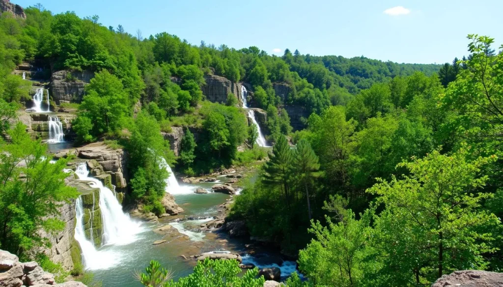 Richland Creek Wilderness Area Arkansas with multiple cascades and scenic creek