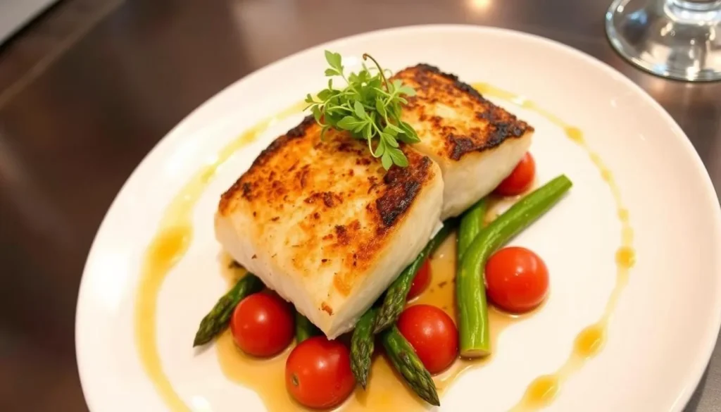 Rockfish (striped bass) dish with seasonal vegetables at a Washington DC restaurant