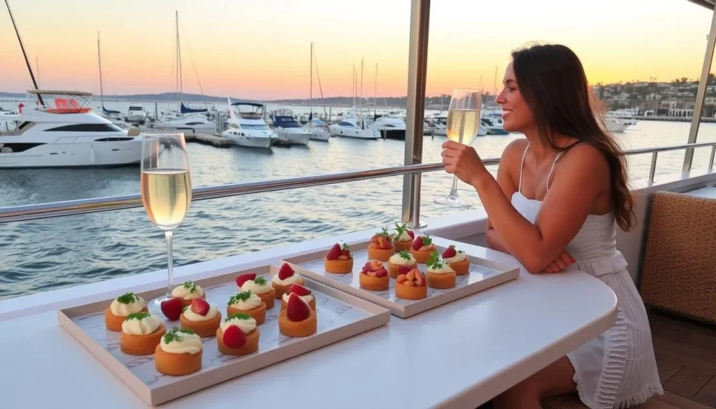 Romantic sunset cruise in Newport Beach Harbor with champagne and hors d'oeuvres