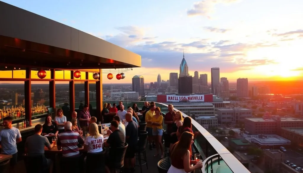 Rooftop bar at L.A. Jackson with Nashville skyline view Rooftop bar at L.A. Jackson with Nashville skyline view