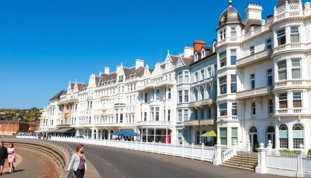 Row of elegant Victorian hotels along Llandudno's seafront promenade Row of elegant Victorian hotels along Llandudno's seafront promenade