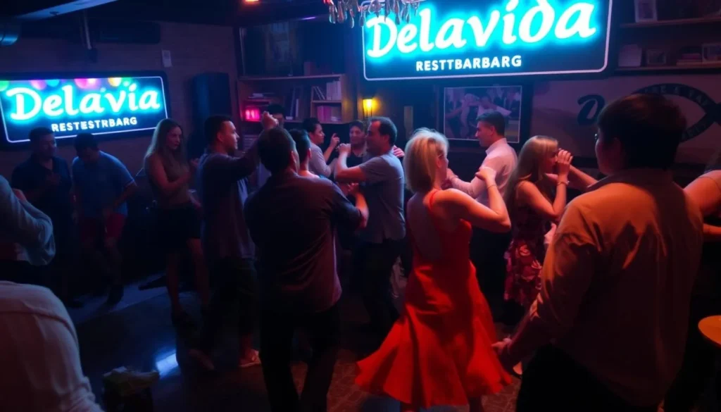 Salsa dancing at Delavida Restobar with live music