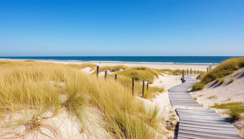 Sandy dunes and beach at Fenwick Island State Park