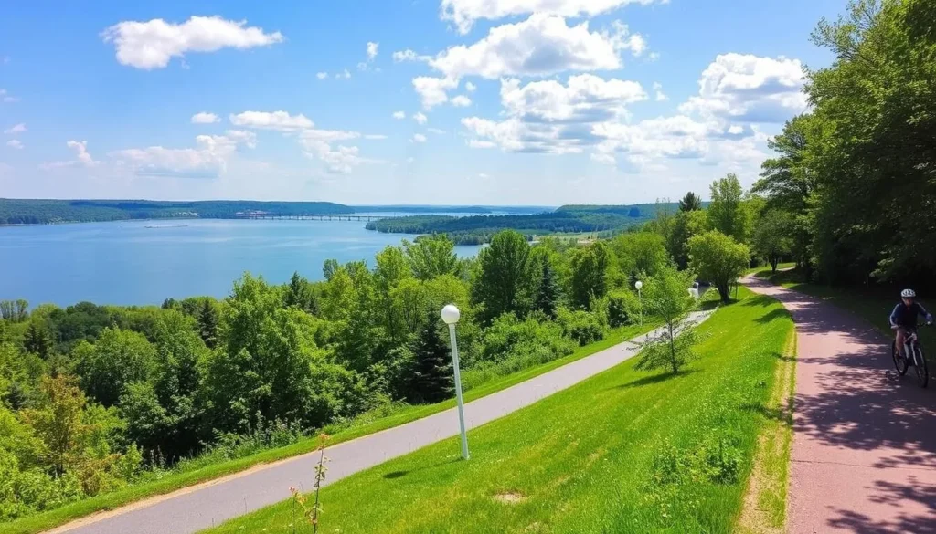 Scenic view of the Mohawk-Hudson Bike Trail in Schenectady