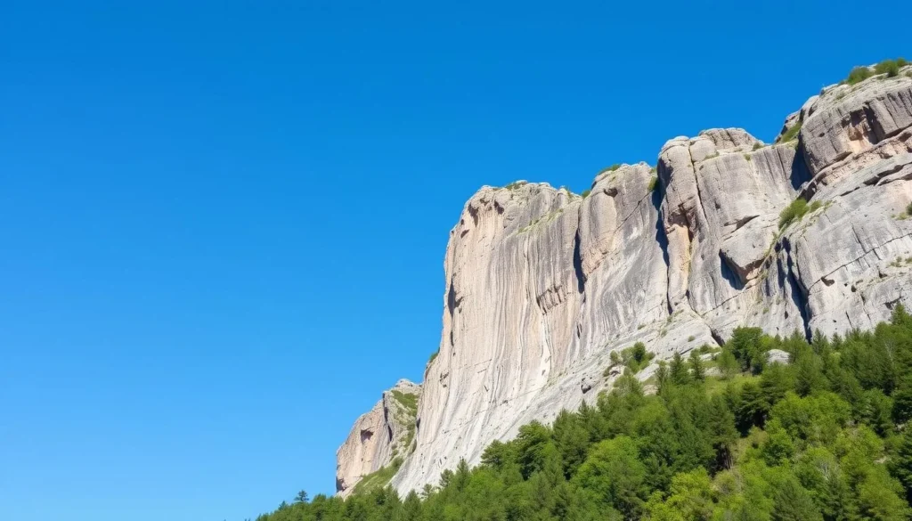 Seneca Rocks towering rock formation in Monongahela National Forest