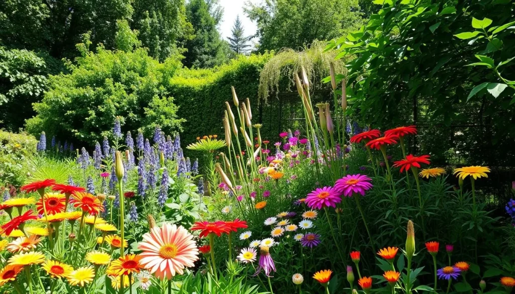 Serene botanical garden in Tours, France, with lush greenery and vibrant flowers