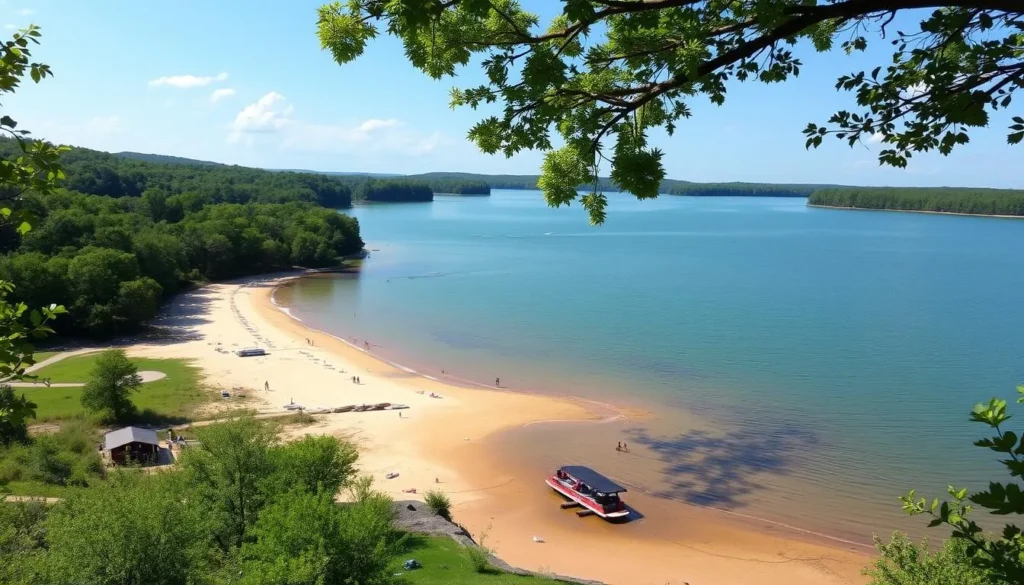 Shores Lake Recreation Area Arkansas with swimming beach and fishing opportunities