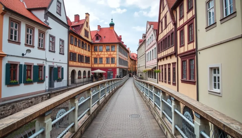 Sibiu's historic center with the Bridge of Lies and colorful medieval architecture in Romania Sibiu's historic center with the Bridge of Lies and colorful medieval architecture in Romania