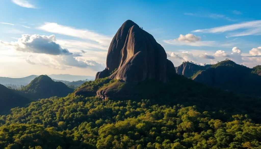 Sigiriya Rock Fortress in Sri Lanka rising dramatically from the jungle