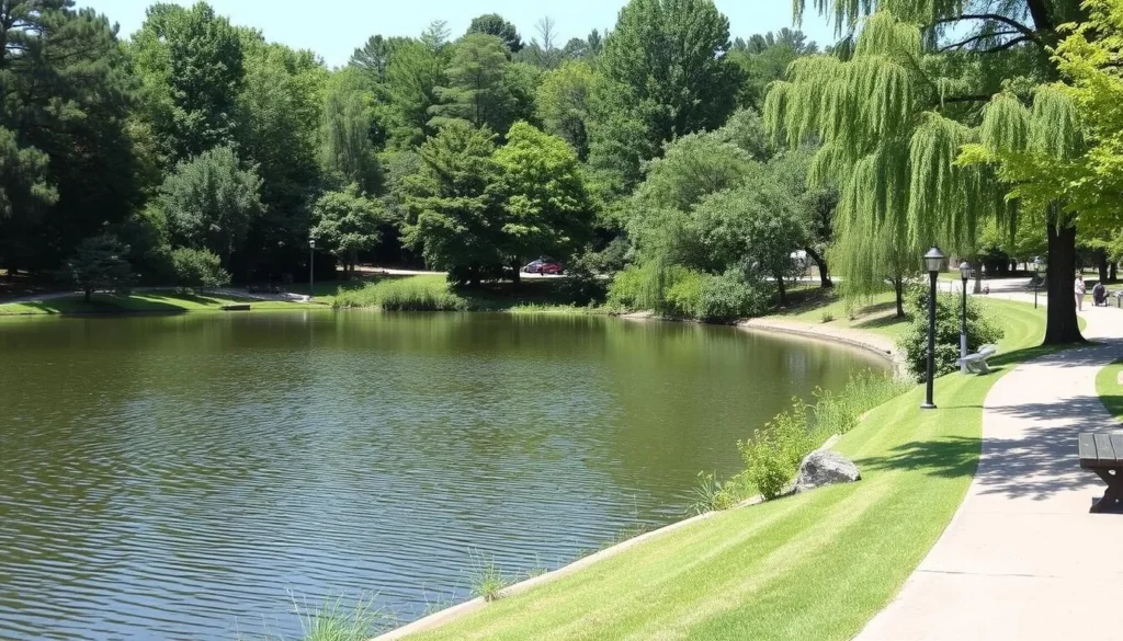 Silver Lake Park in Dover, Delaware, with a serene lake and walking trails