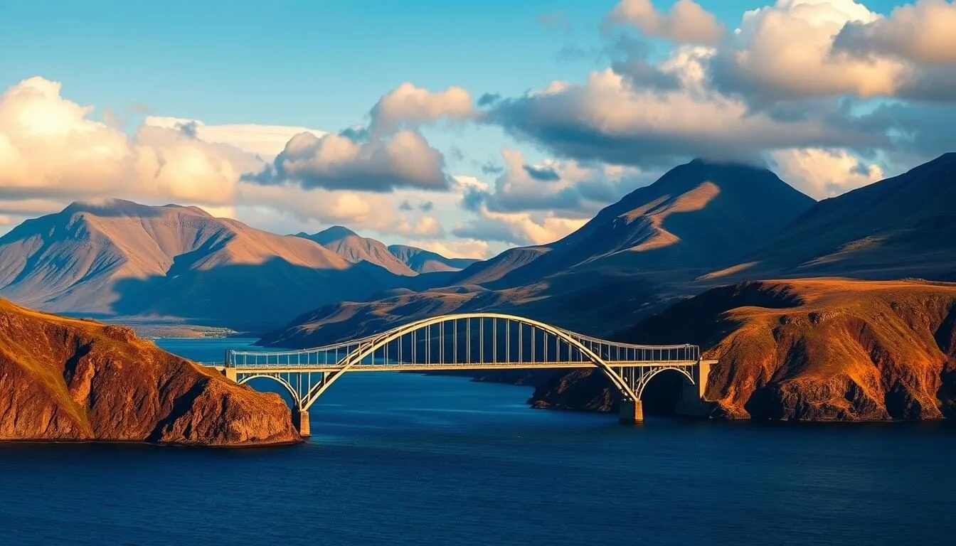 Skye Bridge connecting mainland Scotland to the Isle of Skye with mountains in the background and Isle of Skye things to do