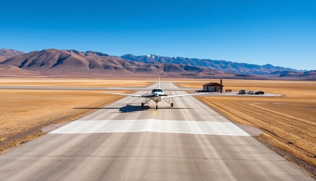 Small aircraft landing at a rural Mongolian airport, transportation for Mongolia Best Things to Do