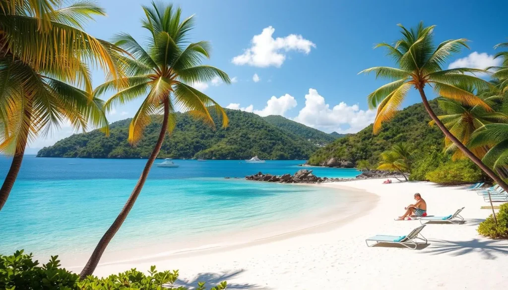 Smuggler's Cove beach with crystal clear water and white sand, a popular Road Town Tortola thing to do Smuggler's Cove beach with crystal clear water and white sand, a popular Road Town Tortola thing to do