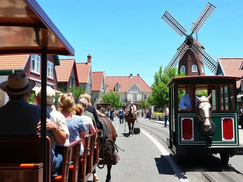 Solvang Trolley tour with horse-drawn Danish streetcar, popular thing to do in Solvang, California Solvang Trolley tour with horse-drawn Danish streetcar, popular thing to do in Solvang, California