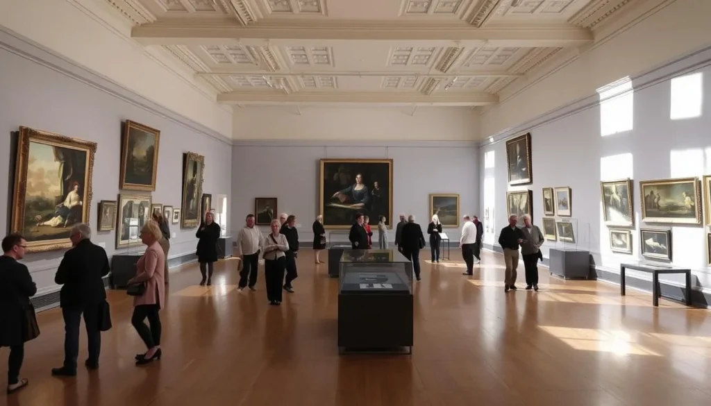 Southampton City Art Gallery with visitors viewing exhibitions Southampton City Art Gallery with visitors viewing exhibitions
