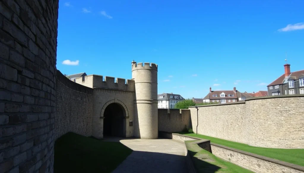 Southampton's Old Town Walls with Bargate monument Southampton's Old Town Walls with Bargate monument