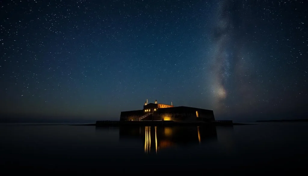 Starry night sky over Fort Jefferson in Dry Tortugas National Park