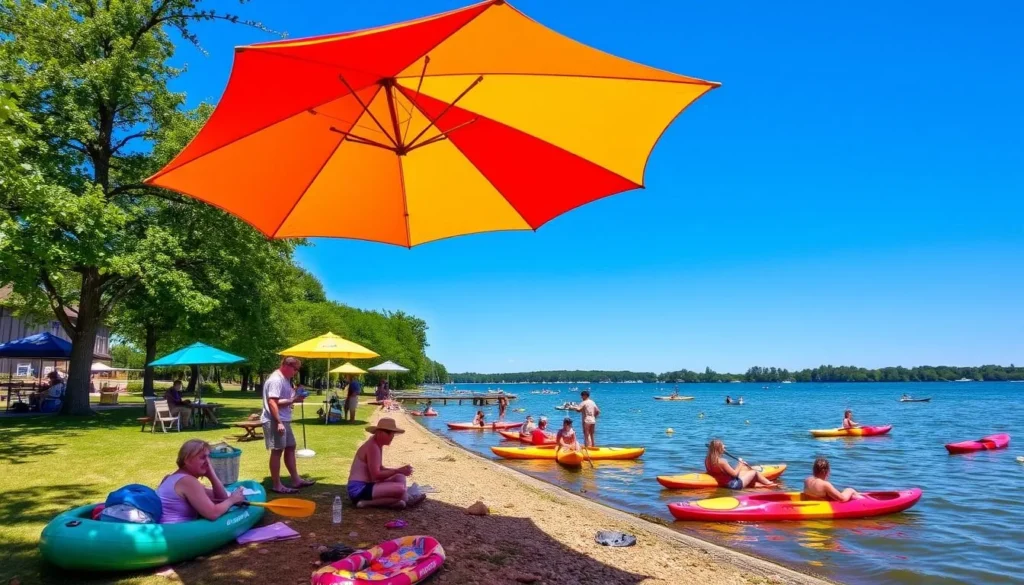 Summer activities at Wolf Lake in Hammond, Indiana