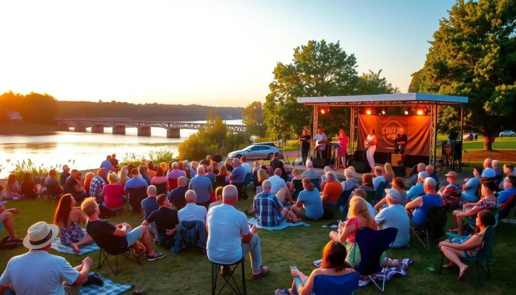 Summer concert at River Island Park in Woonsocket Rhode Island