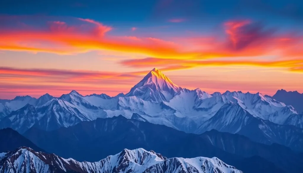 Sunrise over Annapurna range and Machapuchare