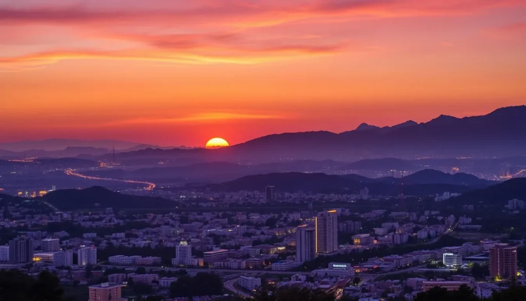 Sunset view over Cali Colombia from San Antonio Hill Sunset view over Cali Colombia from San Antonio Hill