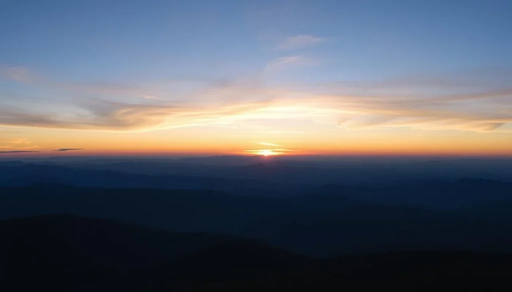 Sunset view over the mountains of Chattahoochee-Oconee National Forest